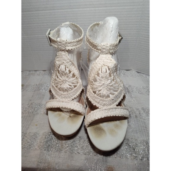 Crochet Wedge Sandals With Ankle Strap By Impo with box Size 10M - Picture 2 of 14